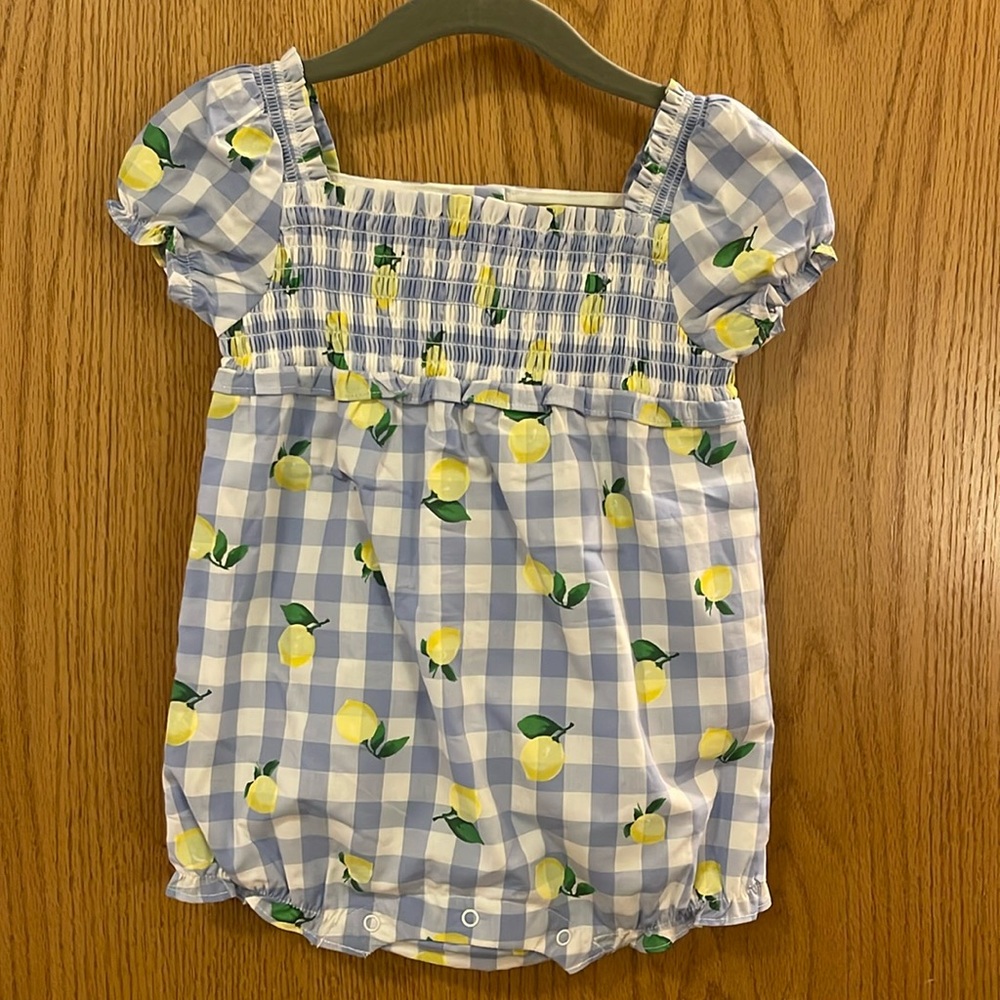 NWT ~ Janie and Jack Lemon Print Gingham Romper